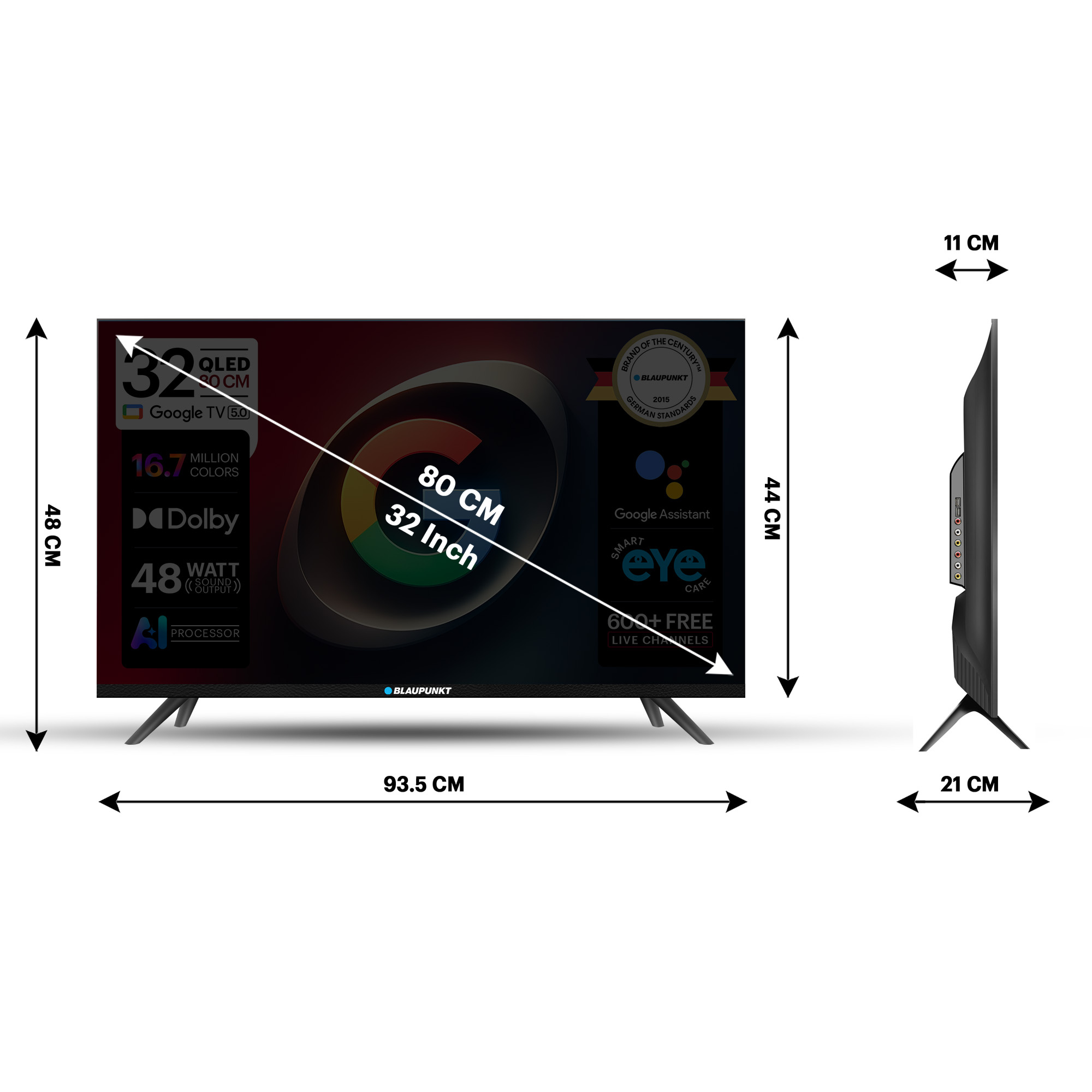 Blaupunkt 80 cm (32 inch) QLED HD Ready Smart Google TV 2026 Edition (32QC7020)