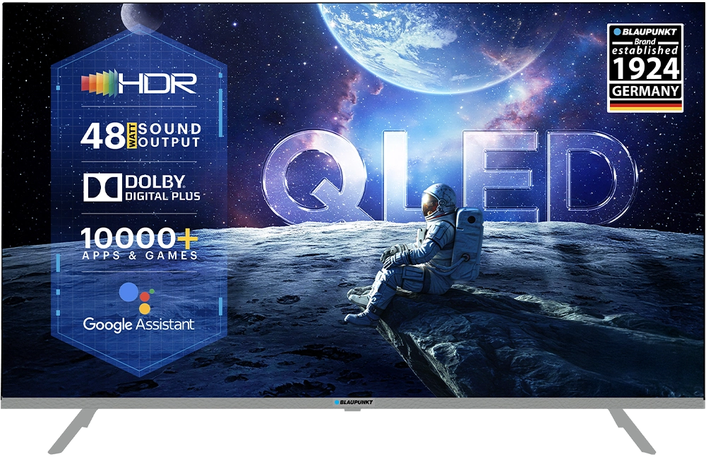 Blaupunkt Quantum Dot 100 cm (40 inch) QLED Full HD Smart Android TV 2025 Edition with 48W Sound Output | Dolby Audio | Bezel Less Design | RealTek Processor|Chromecast| 10,000 Plus Apps and Games | Google Assistant (40QD7070)