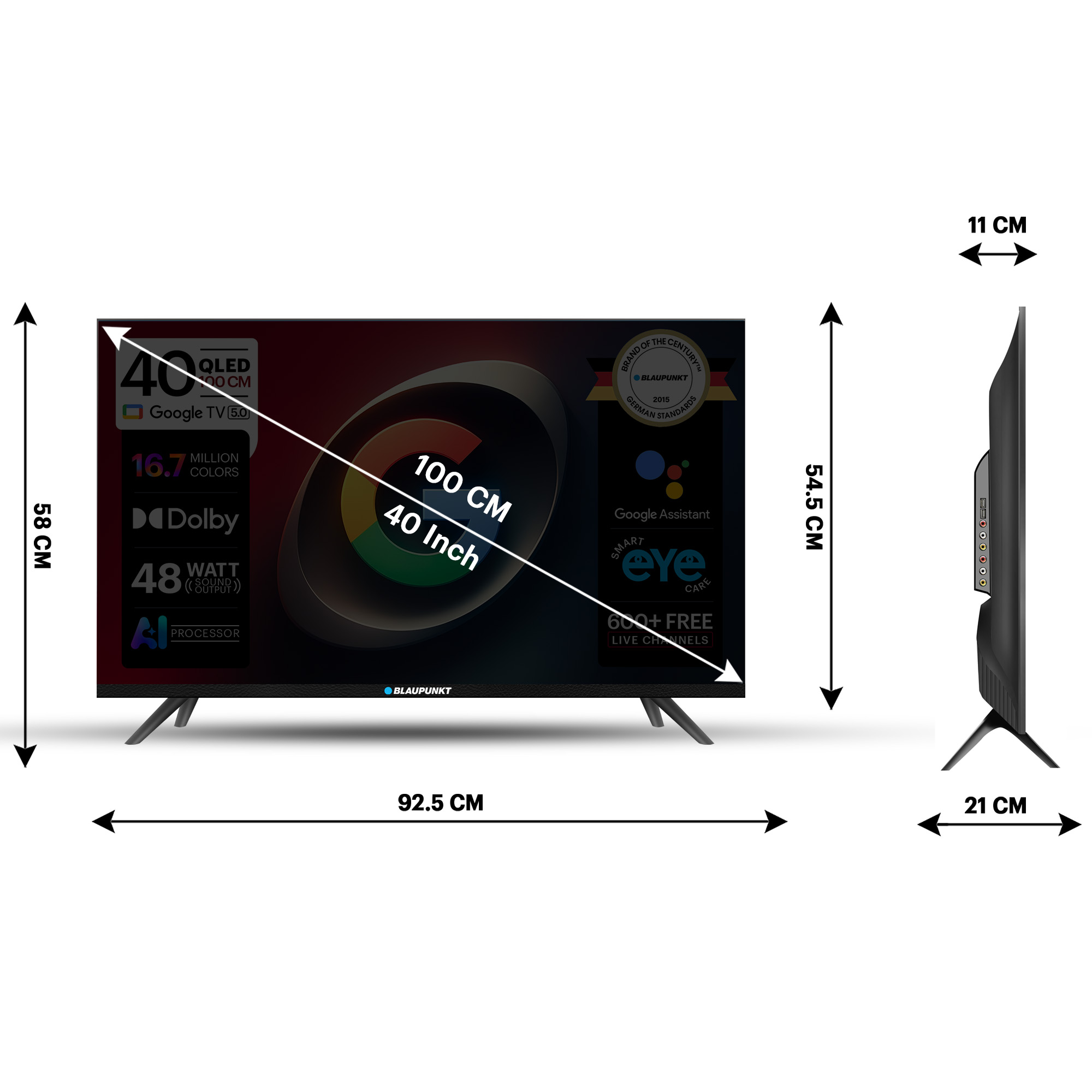 Blaupunkt 100 cm (40 inch) QLED Full HD Smart Google TV 2026 Edition (40QC7080)