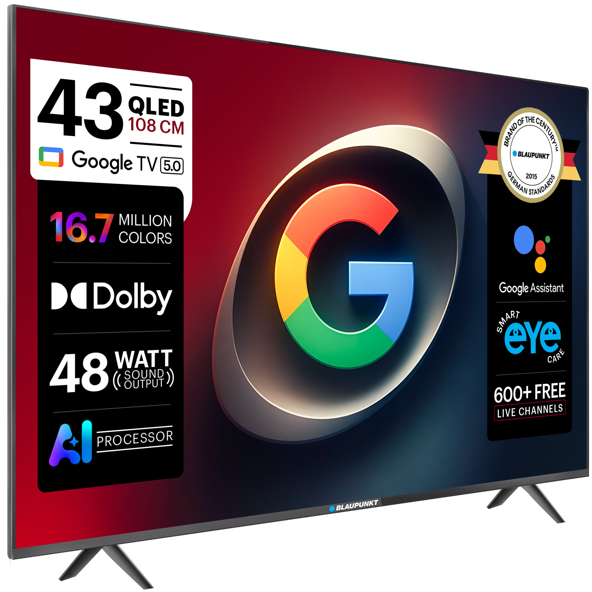 Blaupunkt 108 cm (43 inch) QLED Full HD Smart Google TV 2026 Edition (43FQC7090)