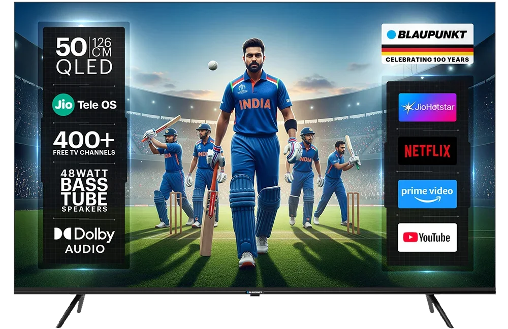 Blaupunkt 126 cm (50 inch) QLED Ultra HD (4K) Smart JioTele OS TV 2025 Edition (BP50JQD0026)