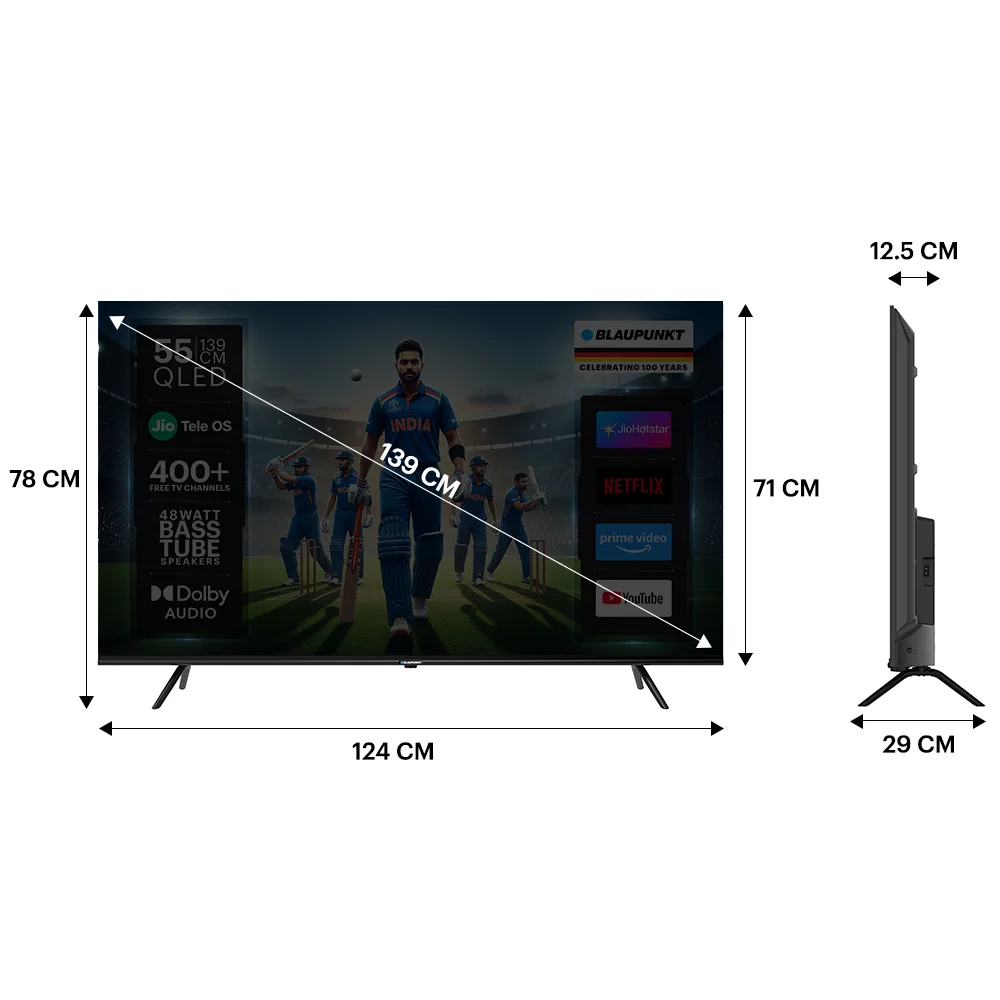 Blaupunkt 139 cm (55 inch) QLED Ultra HD (4K) Smart JioTele OS TV 2025 Edition (BP55JQD0036) view 10