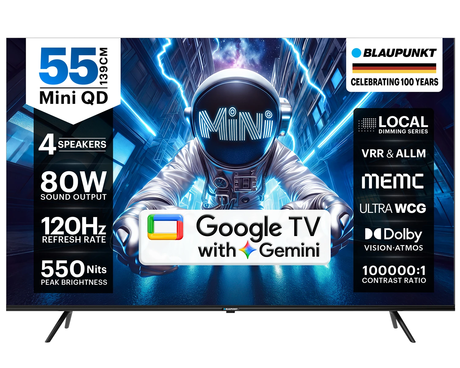 Blaupunkt 139 cm (55 inch) Ultra HD (4K) Mini LED Smart Google TV 2026 Edition (BQD55Mini7044)