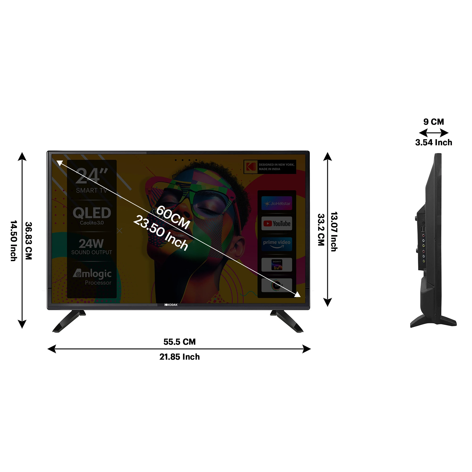 QLED SE 60 cm (24 inch) QLED HD Ready Smart Linux TV 2025 Edition with 24 W Sound output | 2 Speakers | 300 Nits Brightness | Surround Sound | Web Browser | Sports Mode | Thin Bezel (24QSE5007)