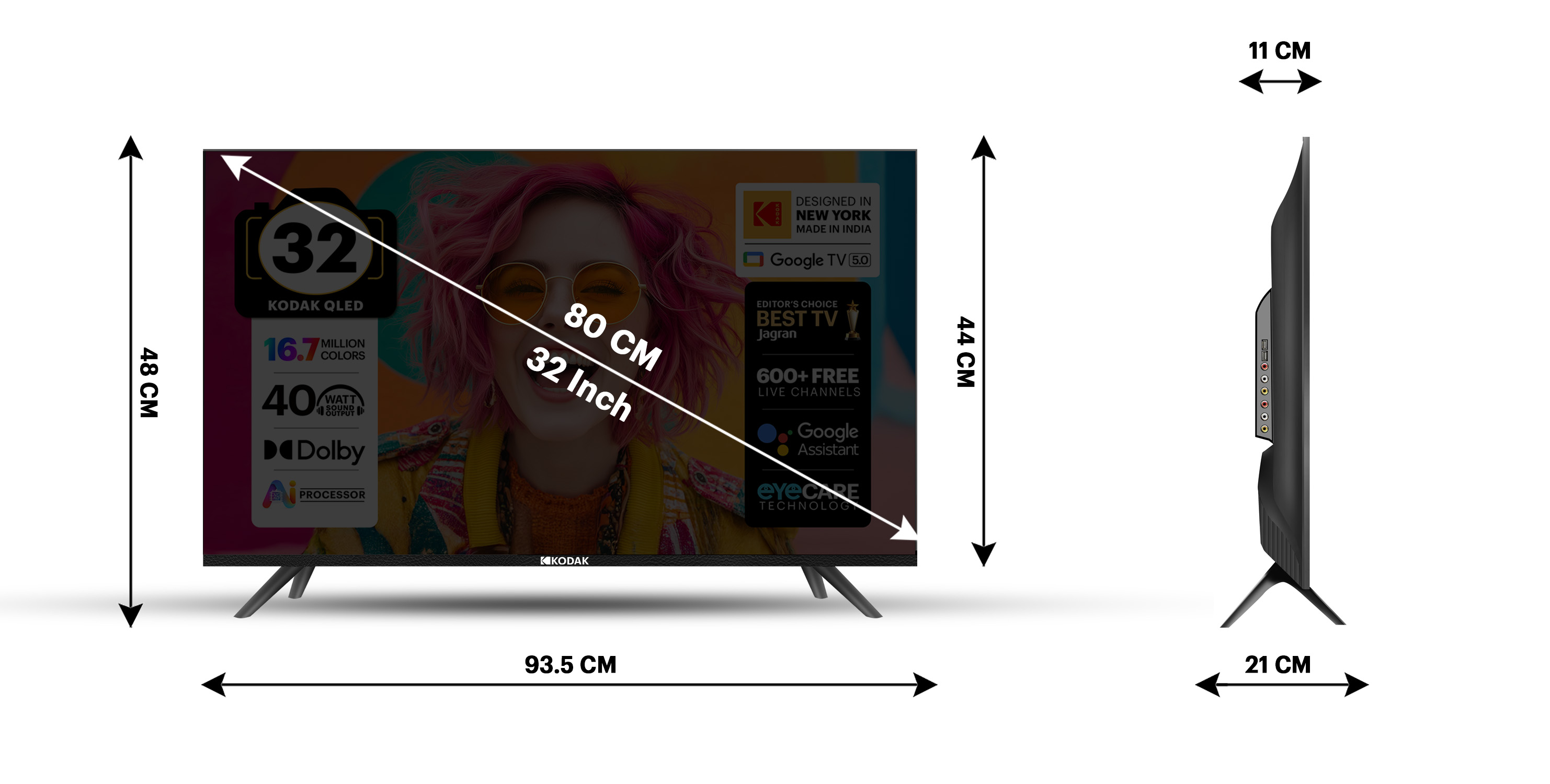 KODAK 80 cm (32 inch) QLED HD Ready Smart Google TV 2026 Edition (32ST5020)
