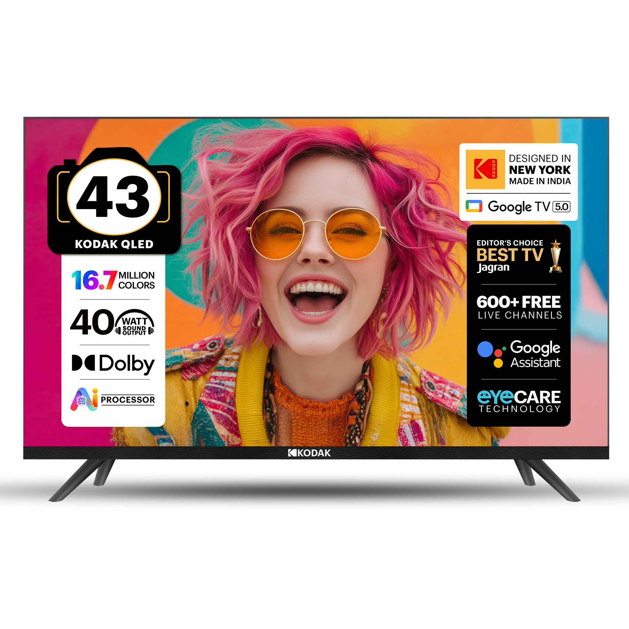 KODAK 108 cm (43 inch) QLED Full HD Smart Google TV 2026 Edition (43FST5050)