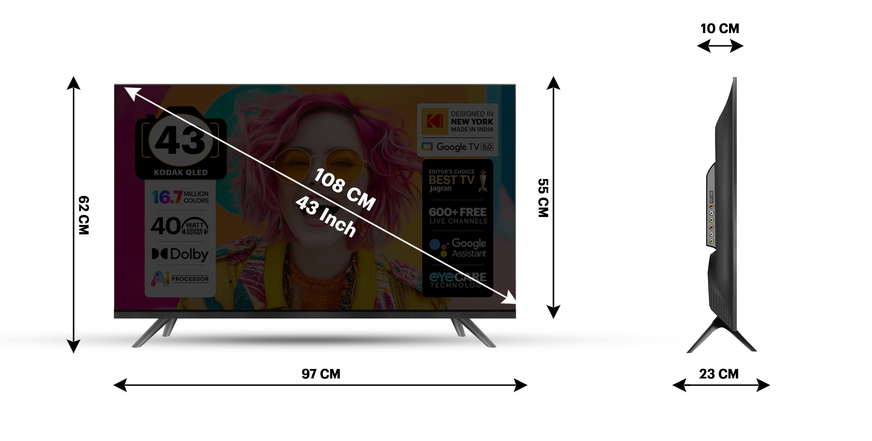 KODAK 108 cm (43 inch) QLED Full HD Smart Google TV 2026 Edition (43FST5050)