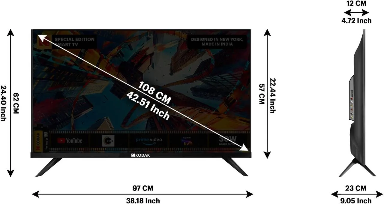 KODAK Special Edition 108 cm (43 inch) Full HD LED Smart Linux TV with 30W Sound Output & Bezel-Less Design (43SE5004BL) view 9