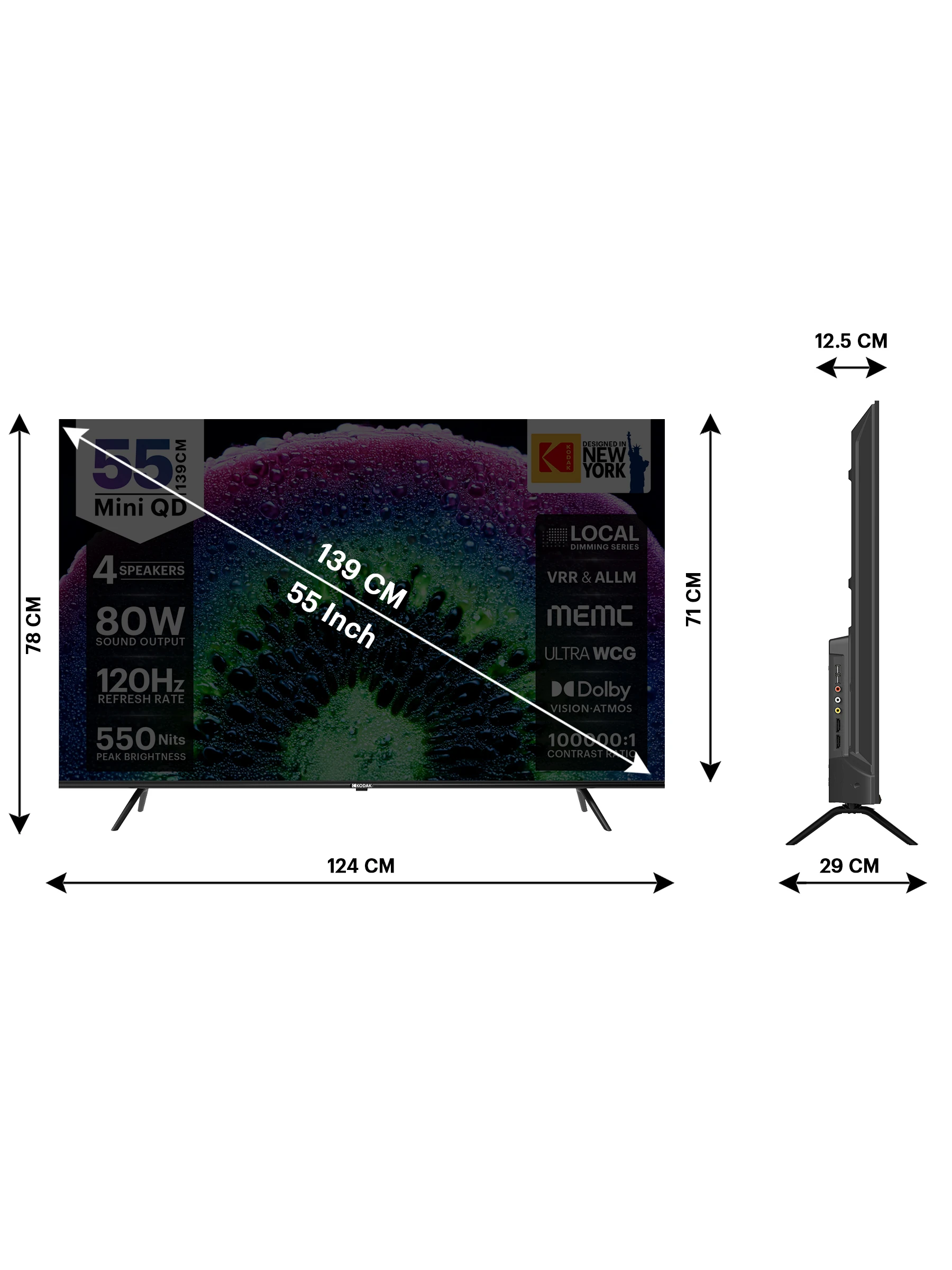 KODAK 139 cm (55 inch) Ultra HD (4K) Mini LED Smart Google TV 2026 Edition (K55Mini5060)