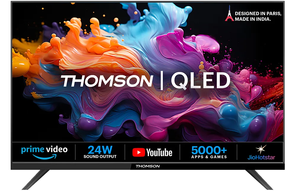 Thomson Alpha QLED 60 cm (24 inch) QLED HD Ready Smart Linux TV 2025 Edition with 24W Sound Output | Web Browser | Sports Mode | Bezel Design (24AlphaQ001)