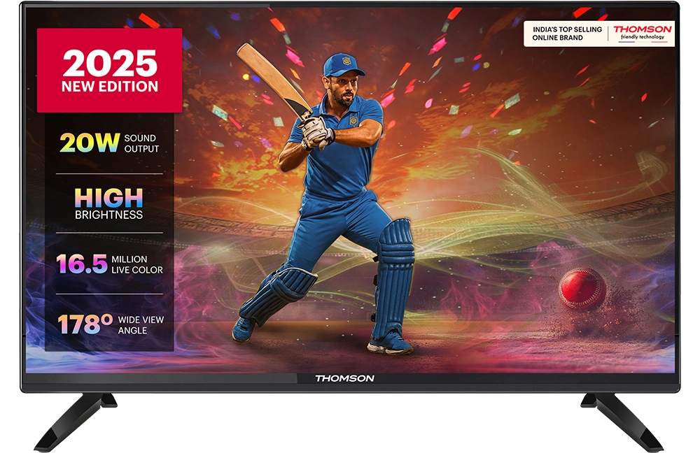 Thomson 60 cm (24 inch) HD Ready LED TV 2025 Edition with 20W Sound Output | 2 Speakers | Wide View Angle| Vivid Color | Bezel Design | Sports Mode (24TM2490-25)