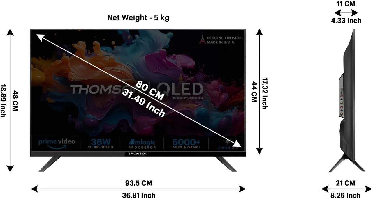 Thomson Alpha QLED 80 cm (32 inch) QLED HD Ready Smart Linux TV 2025 Edition with 36W Sound Output | Web Browser | Sports Mode | Bezel - Less Design (32AlphaQ019)#JustHere view 7