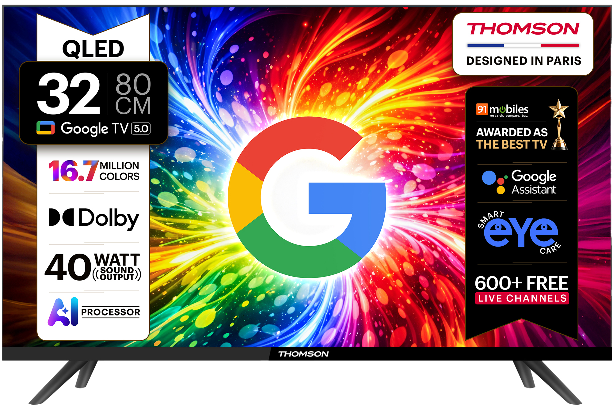 Thomson 80 cm (32 inch) QLED HD Ready Smart Google TV 2026 Edition (32QAI1045)