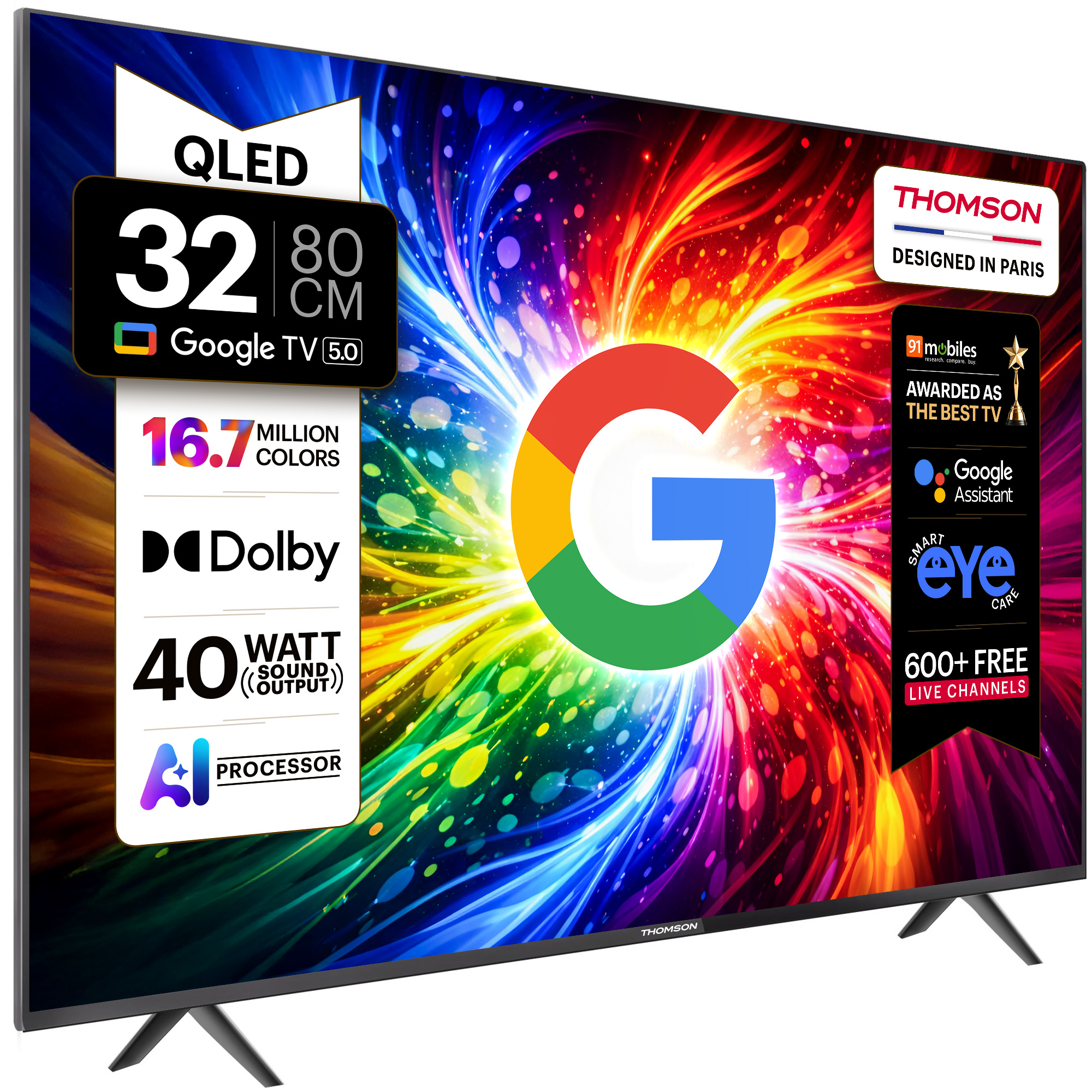 Thomson 80 cm (32 inch) QLED HD Ready Smart Google TV 2026 Edition (32QAI1045)