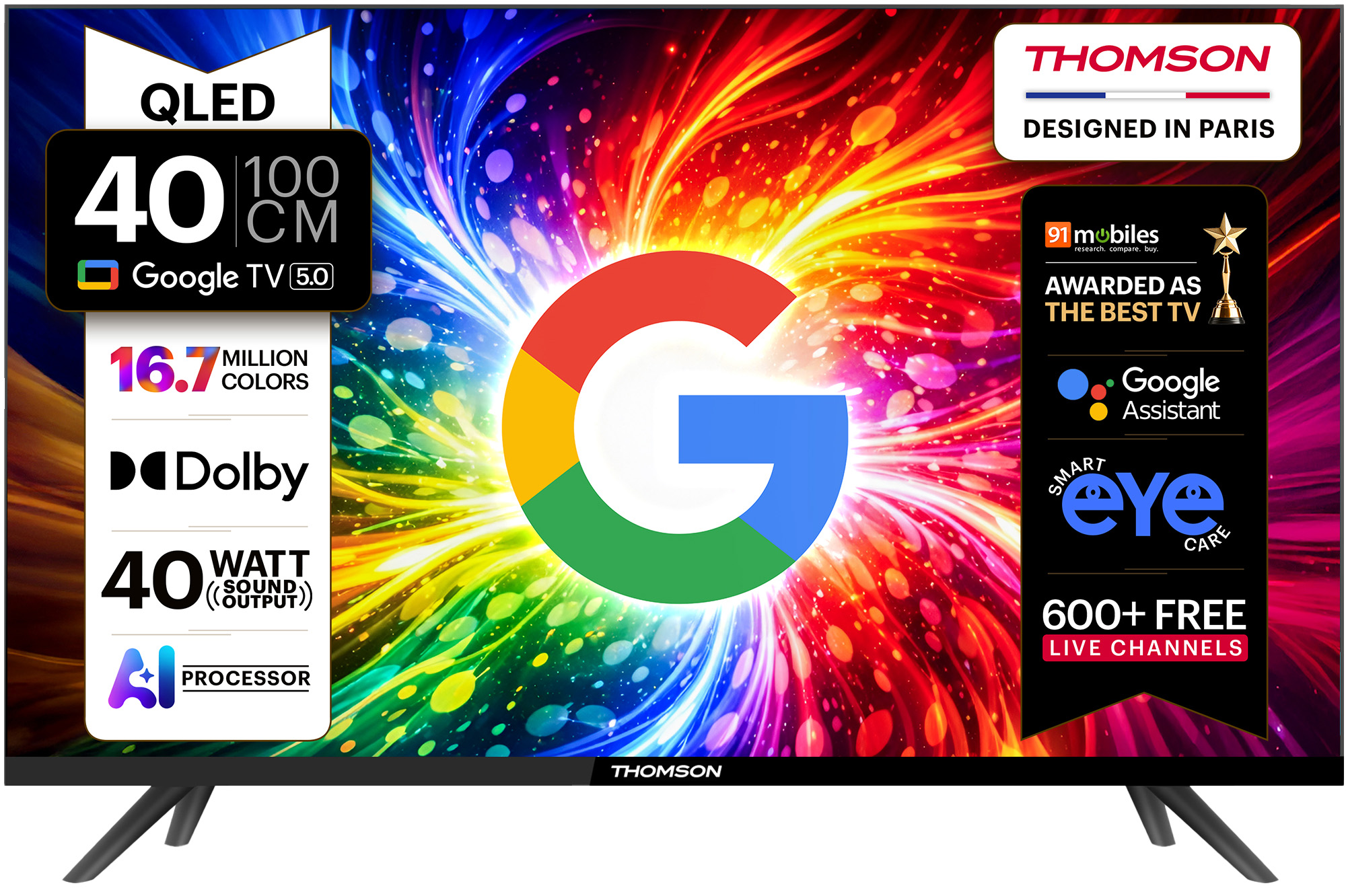 Thomson 100 cm (40 inch) QLED Full HD Smart Google TV 2026 Edition (40QAI1085)