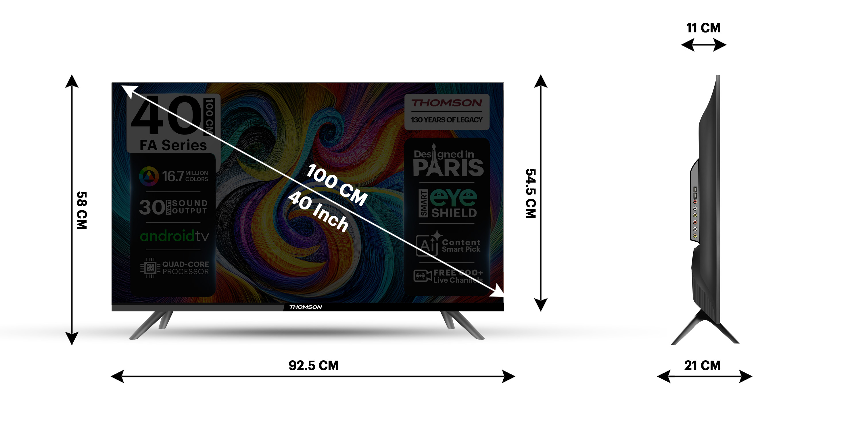 Thomson FA Series 100 cm (40 inch) Full HD LED Smart Android TV with Dolby Digital Plus & Android 11 (40RT1033)