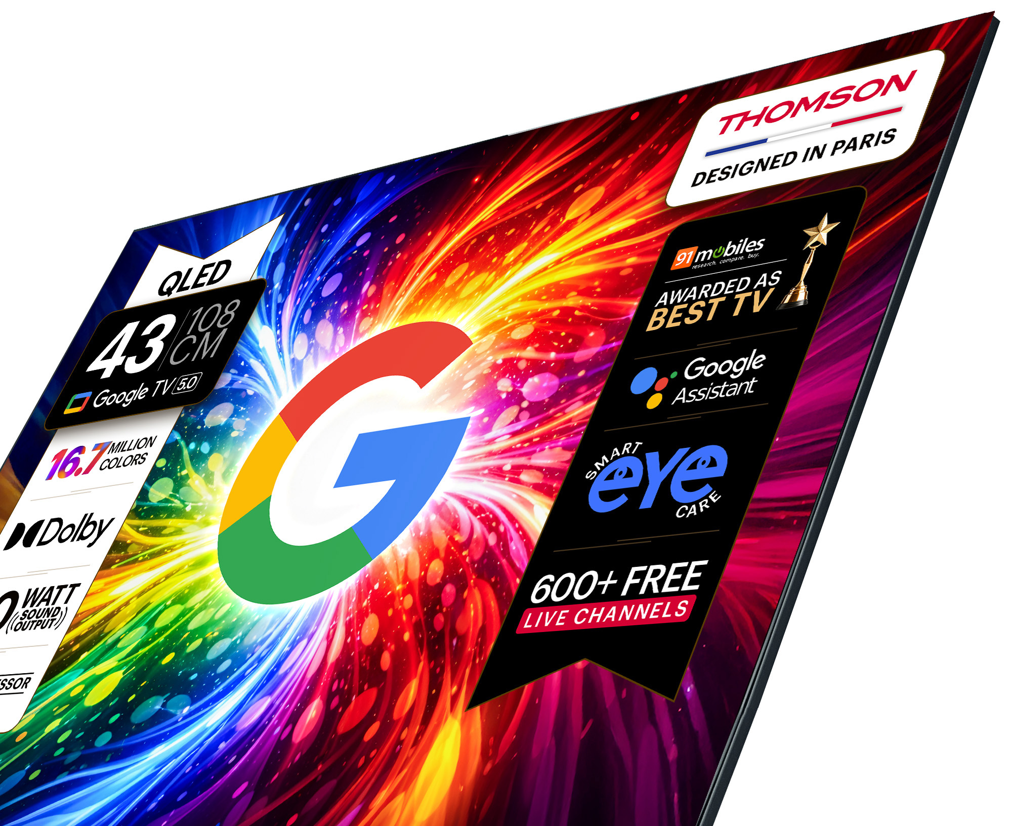 Thomson 108 cm (43 inch) QLED Full HD Smart Google TV 2026 Edition (43FQAI1095)