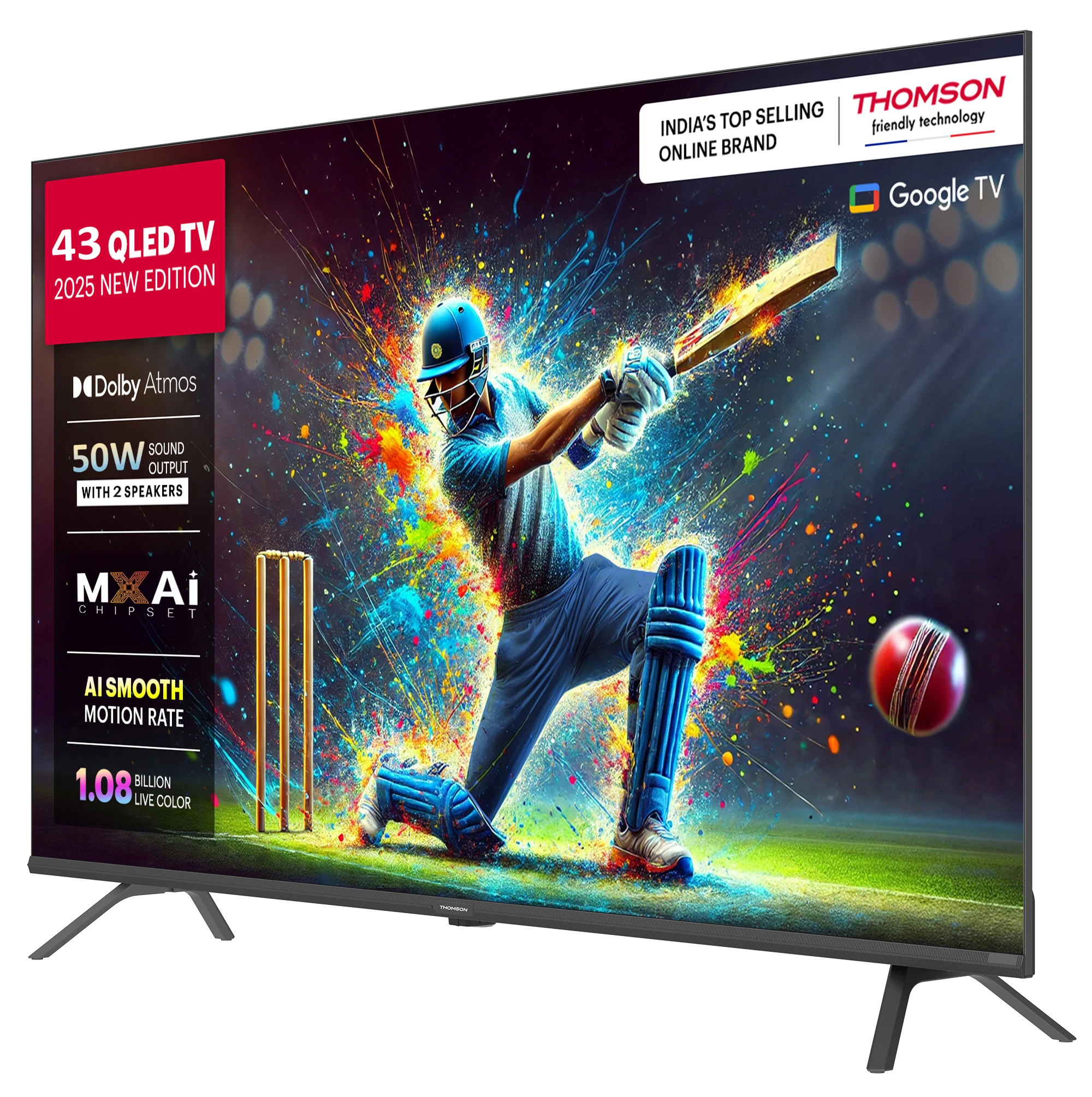 Thomson Phoenix 2025 Edition 108 cm (43 inch) QLED Ultra HD (4K) Smart Google TV 2025 Edition with Dolby Atmos | 50 Watts Sound Output |2 Speakers | AI PQ Chipset | AI Smooth Motion Rate | HDR 10 | Google Assistant (43QAI1005) view 6