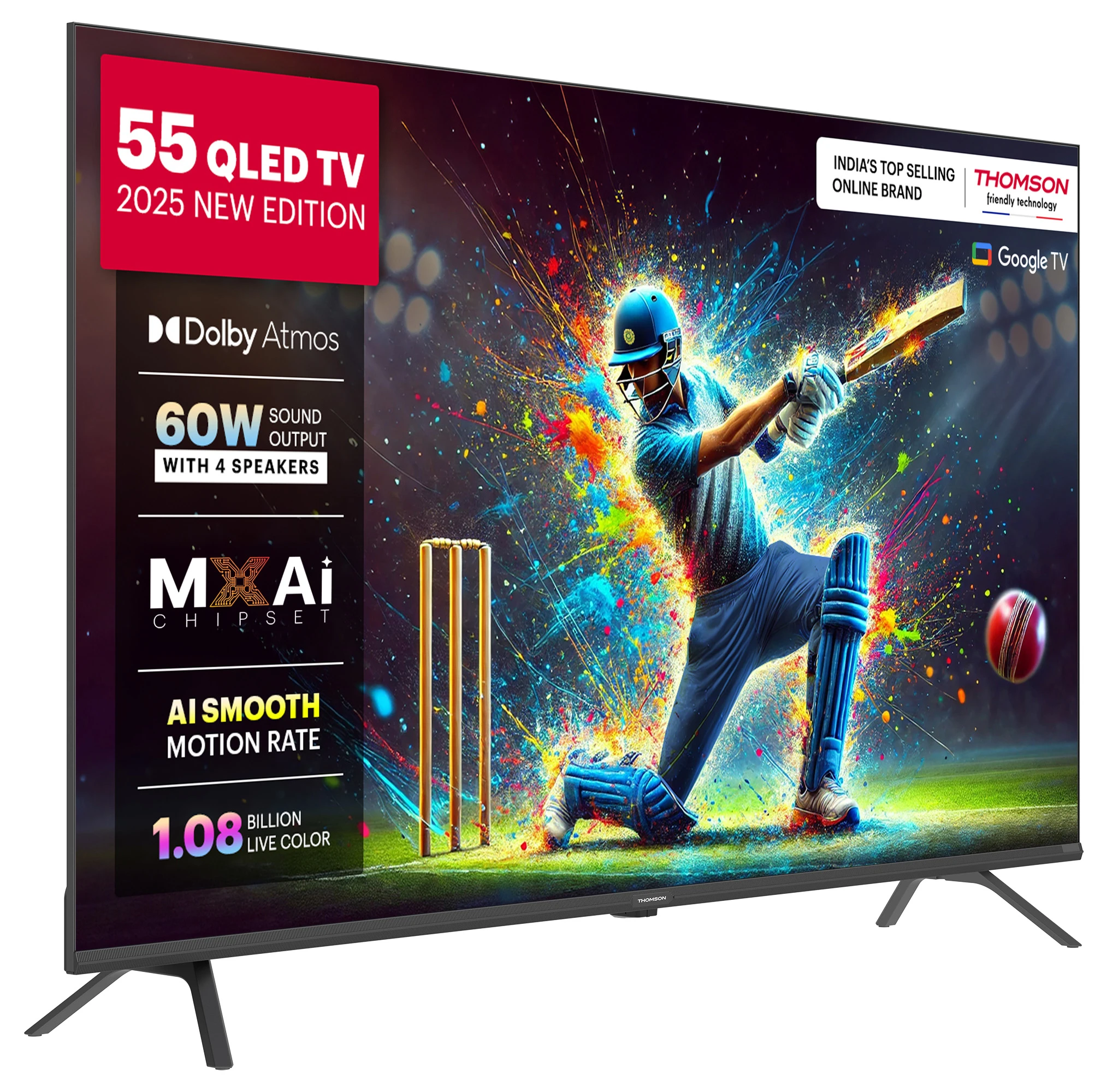 Thomson Phoenix 2025 Edition 139 cm (55 inch) QLED Ultra HD (4K) Smart Google TV 2025 Edition with Dolby Atmos | 4 Speakers | 60 Watts Sound Output | AIPQ Chipset | AI Smooth Motion Rate | HDR 10 | Google Assistant (55QAI1025) view 7
