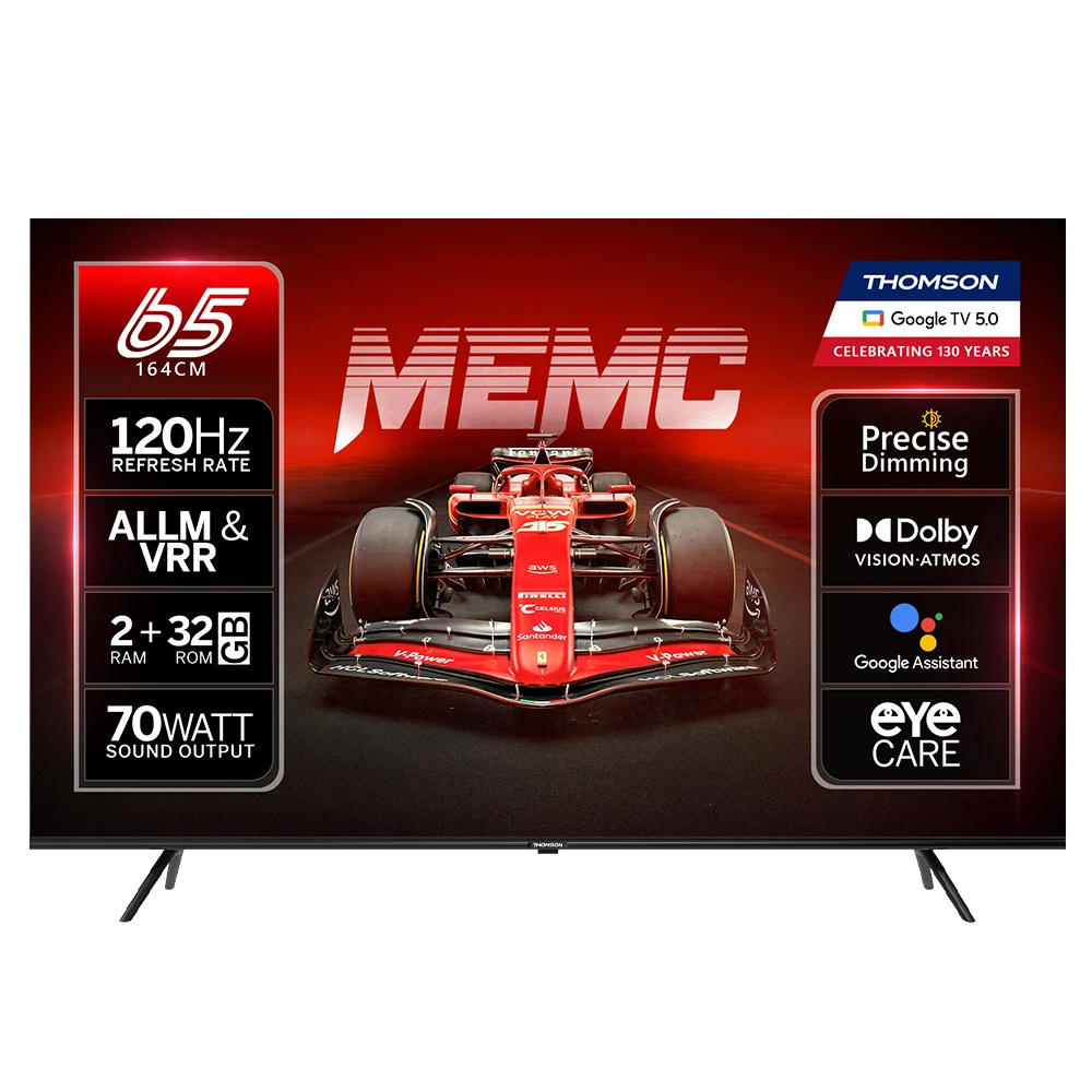 Thomson NeoX 164 cm (65 inch) QLED Ultra HD (4K) Smart Google TV 2025 Edition with 70W Sound Output powered by Blaupunkt | 4 Speaker | 32 GB Storage | 550 Nits Brightness | Precise Dimming | HDR10+ | Dolby Atmos | Dolby Vision | 120 Hz Refresh Rate | HLG | ALLM & VRR | Eyecare Technology | Google Assistant | Bezel Less Design (65NEOX0009) view 2