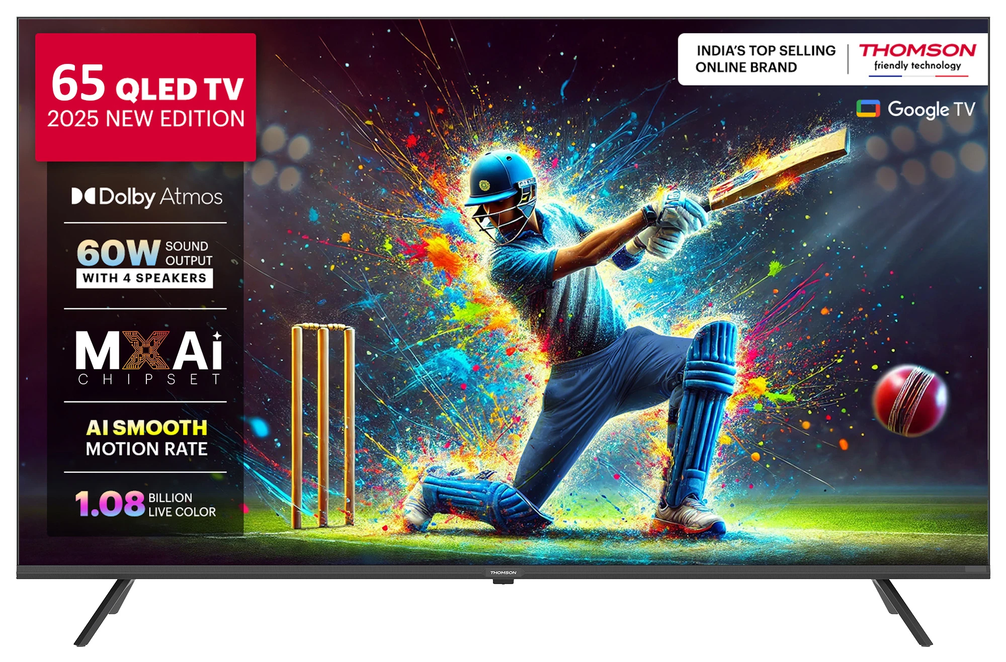Thomson Phoenix 2025 Edition 164 cm (65 inch) QLED Ultra HD (4K) Smart Google TV 2025 Edition with Dolby Atmos | 4 Speakers | 60 Watts Sound Output | AIPQ Chipset | AI Smooth Motion Rate | HDR 10 | Google Assistant (65QAI1035) view 2