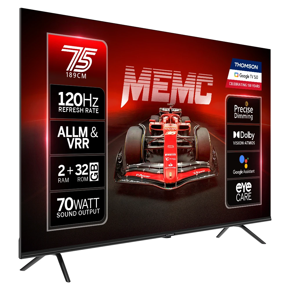 Thomson NeoX 189 cm (75 inch) QLED Ultra HD (4K) Smart Google TV 2025 Edition with 70W Sound Output powered by Blaupunkt | 4 Speaker | 32 GB Storage | 550 Nits Brightness | Precise Dimming | HDR10+ | Dolby Atmos | Dolby Vision | 120 Hz Refresh Rate | HLG | ALLM & VRR | Eyecare Technology | Google Assistant | Bezel Less Design (75NEOX4545) view 3