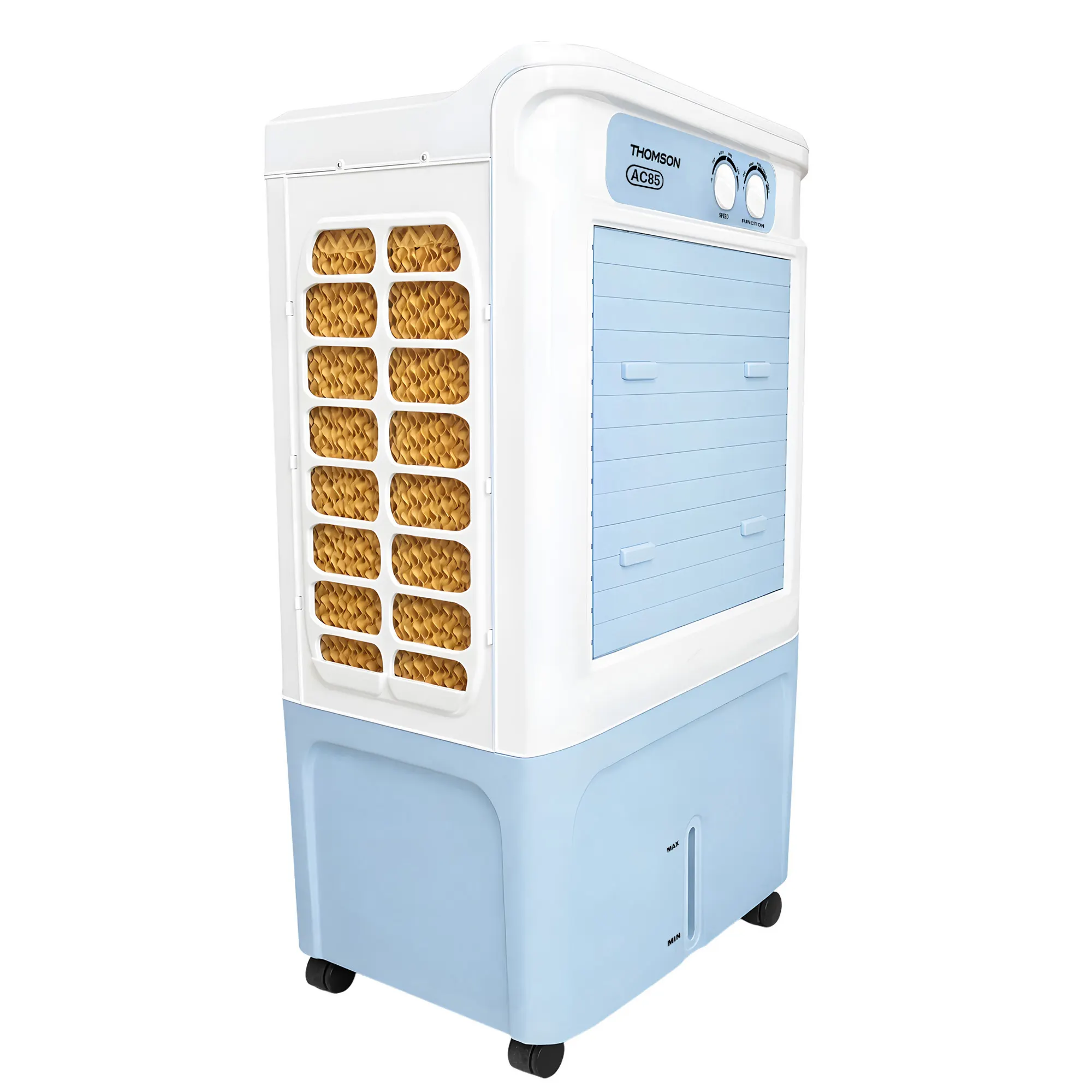 Thomson 85 L Desert Air Cooler With Grab Handle for Easy Mobility (Ice Blue & White, AC85)