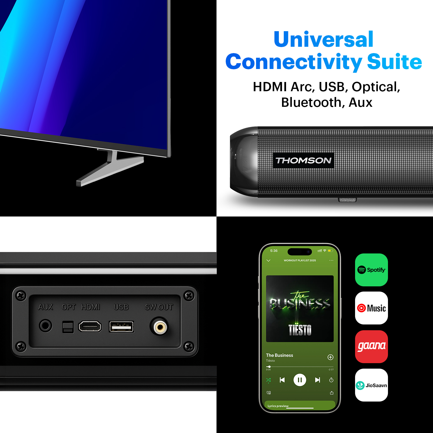 Thomson Alphabeat200, Home Theatre Sound System, Music Bar, Bass Speaker BT v5.1 200 W Bluetooth Soundbar