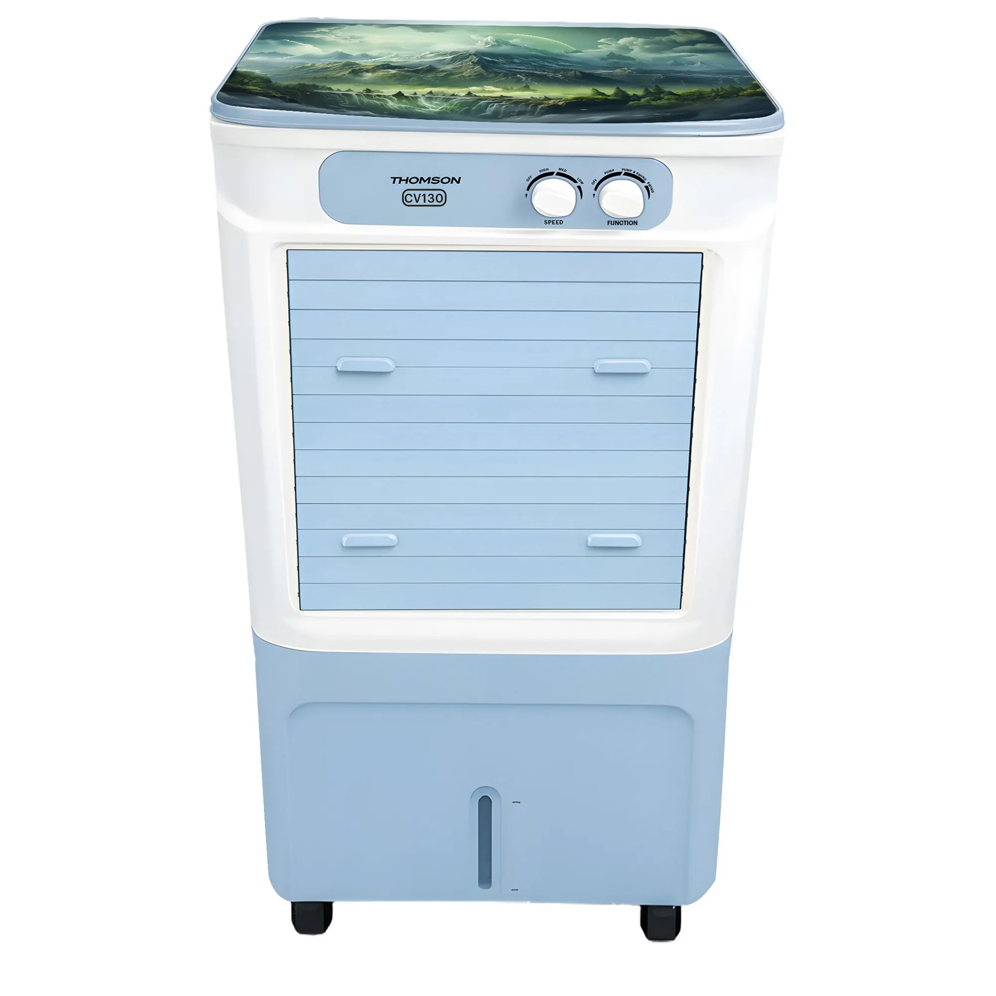 Thomson 130 L Desert Air Cooler With Chill Vault Technology for Instant Cooling (Ice Blue & White, CV130)