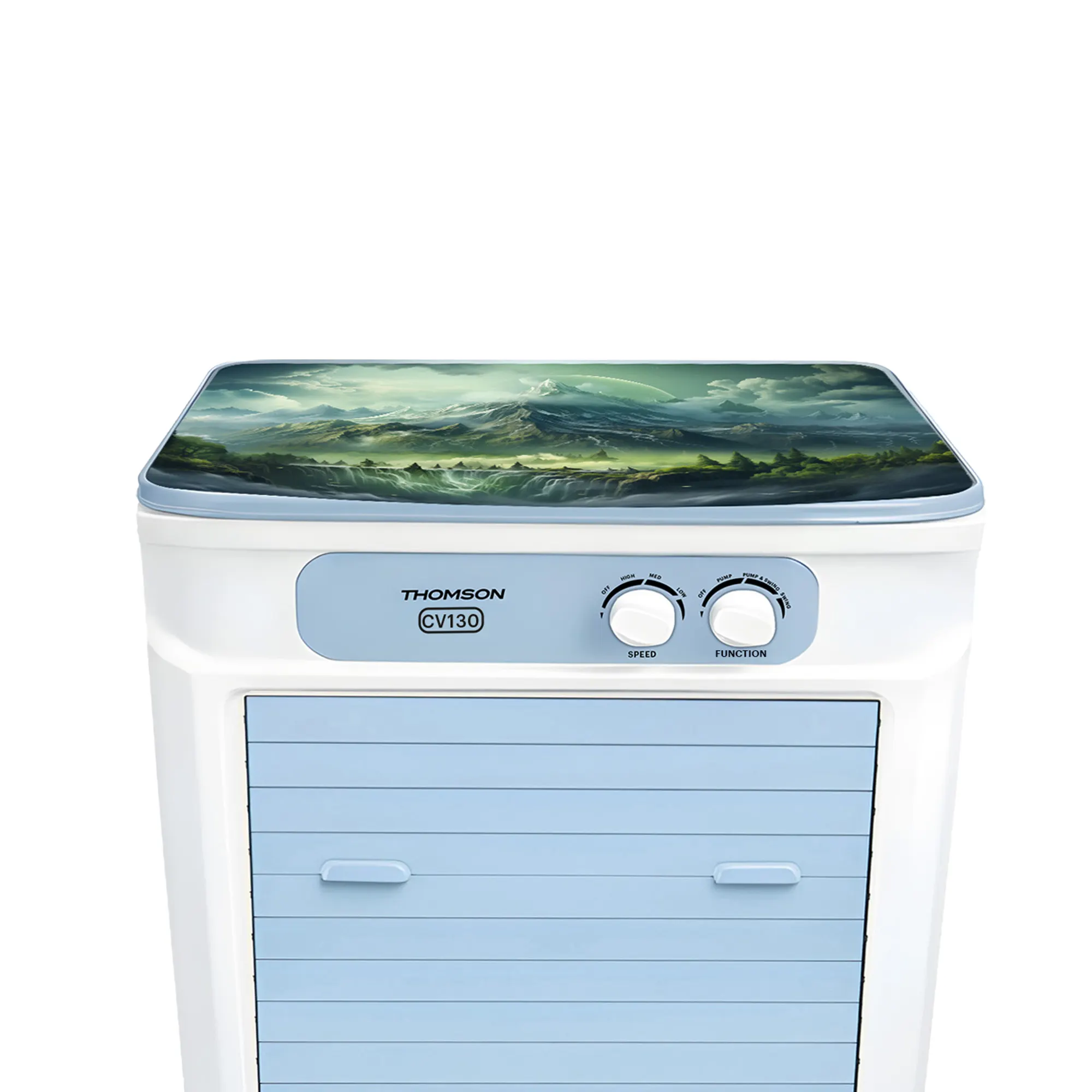 Thomson 130 L Desert Air Cooler With Chill Vault Technology for Instant Cooling (Ice Blue & White, CV130)