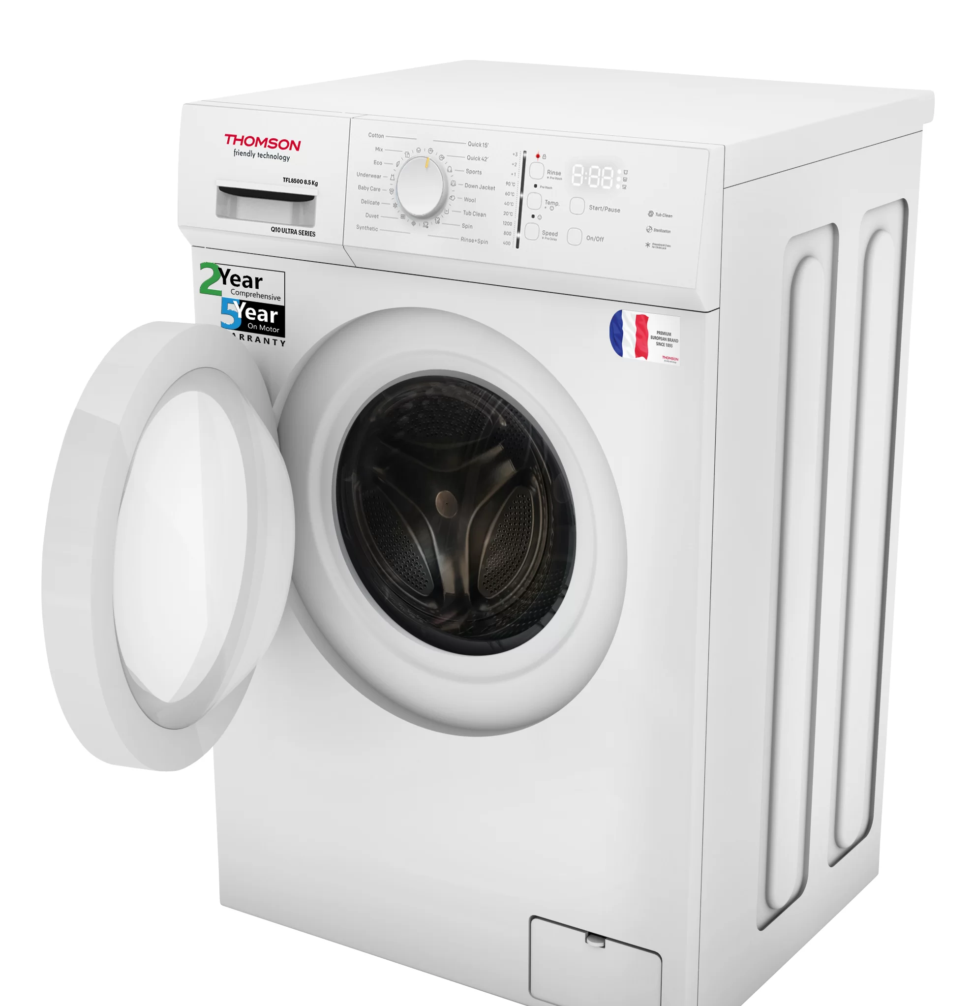 Thomson 8.5 kg Fully Automatic Front Load with In-built Heater White view 5
