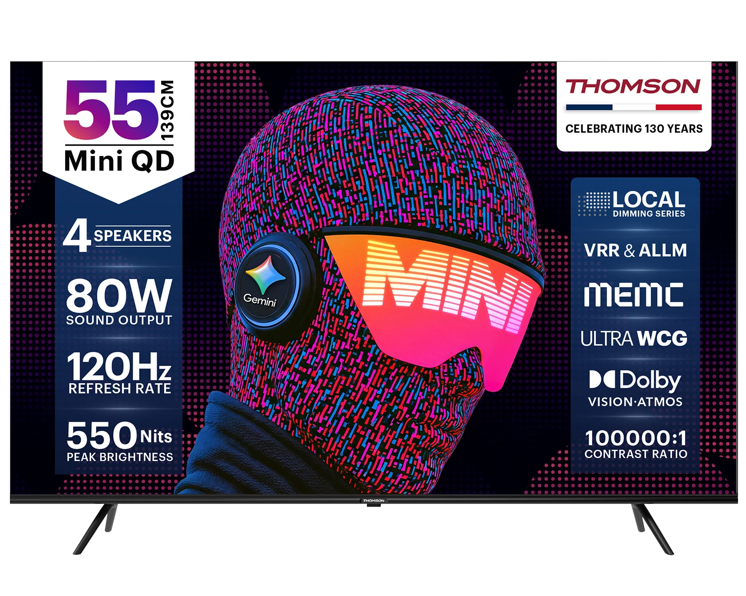 Thomson 139 cm (55 inch) Ultra HD (4K) Mini LED Smart Google TV 2026 Edition (TH55QDMini1066)