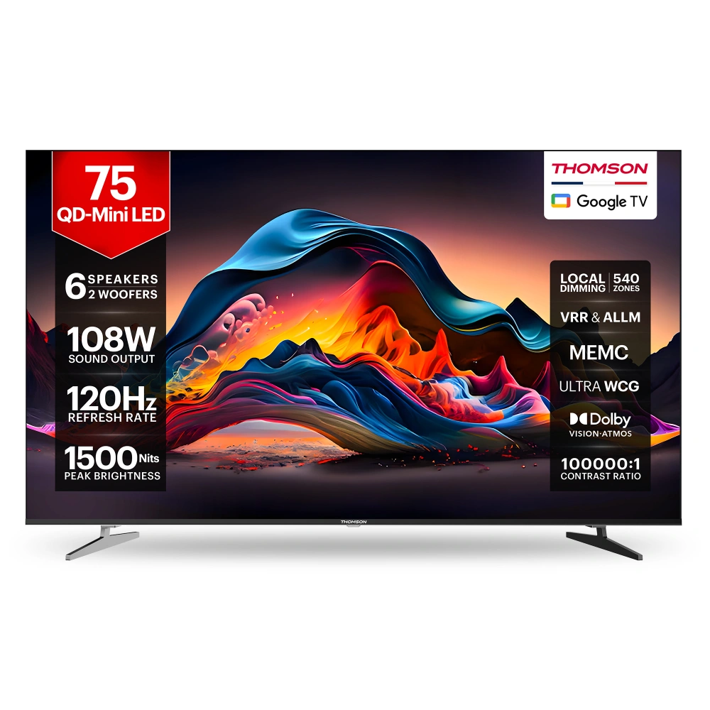 Thomson Masterclass Series 189 cm (75 inch) Ultra HD (4K) Mini LED Smart Google TV 2025 Edition with |6 Speaker with 108 W Sound Output Powered by Blaupunkt | Inbuilt 2 Sub-Woofer with Magic Sound| Dolby Atmos | 540 Local Dimming Zones | 120 Hz HSR Refresh Rate | MEMC with ALLM & VRR | 1500 Nits Brightness | Dolby Vision, HDR 10, HLG |Contrast Ratio 100000:1 | Smart Eye Shield |Ultra WCG | (TH75QDMini1044) view 3