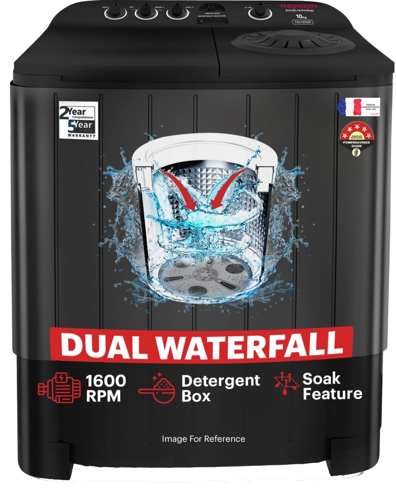 Thomson 10 kg Aqua Magic with Double Waterfall Semi Automatic Top Load Washing Machine Black, Grey (TSA1000SP)