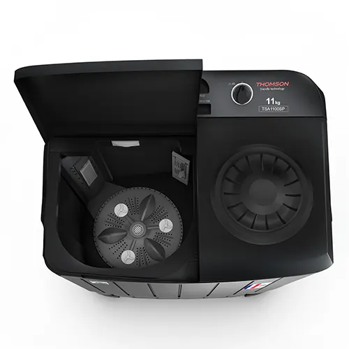 Thomson 11 kg Aqua Magic with Double Waterfall Semi Automatic Top Load Washing Machine Black, Grey (TSA1100SP) view 3