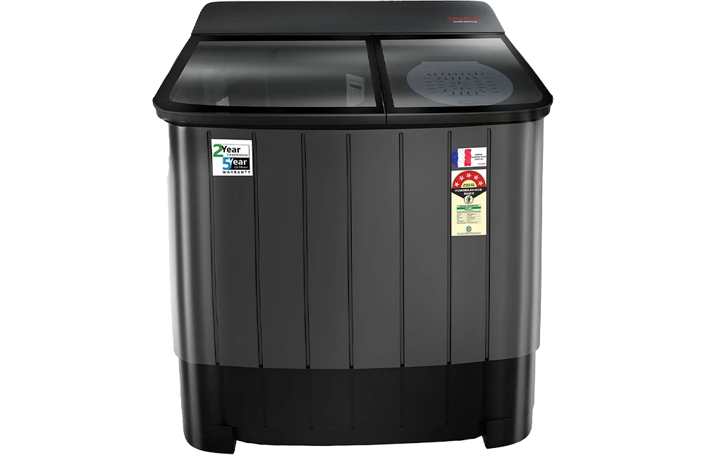 Thomson 12 kg Aqua Magic Toughen Glass with soft closure and Double Waterfall Semi Automatic Top Load Washing Machine Black, Grey (TSA1200SP) view 2