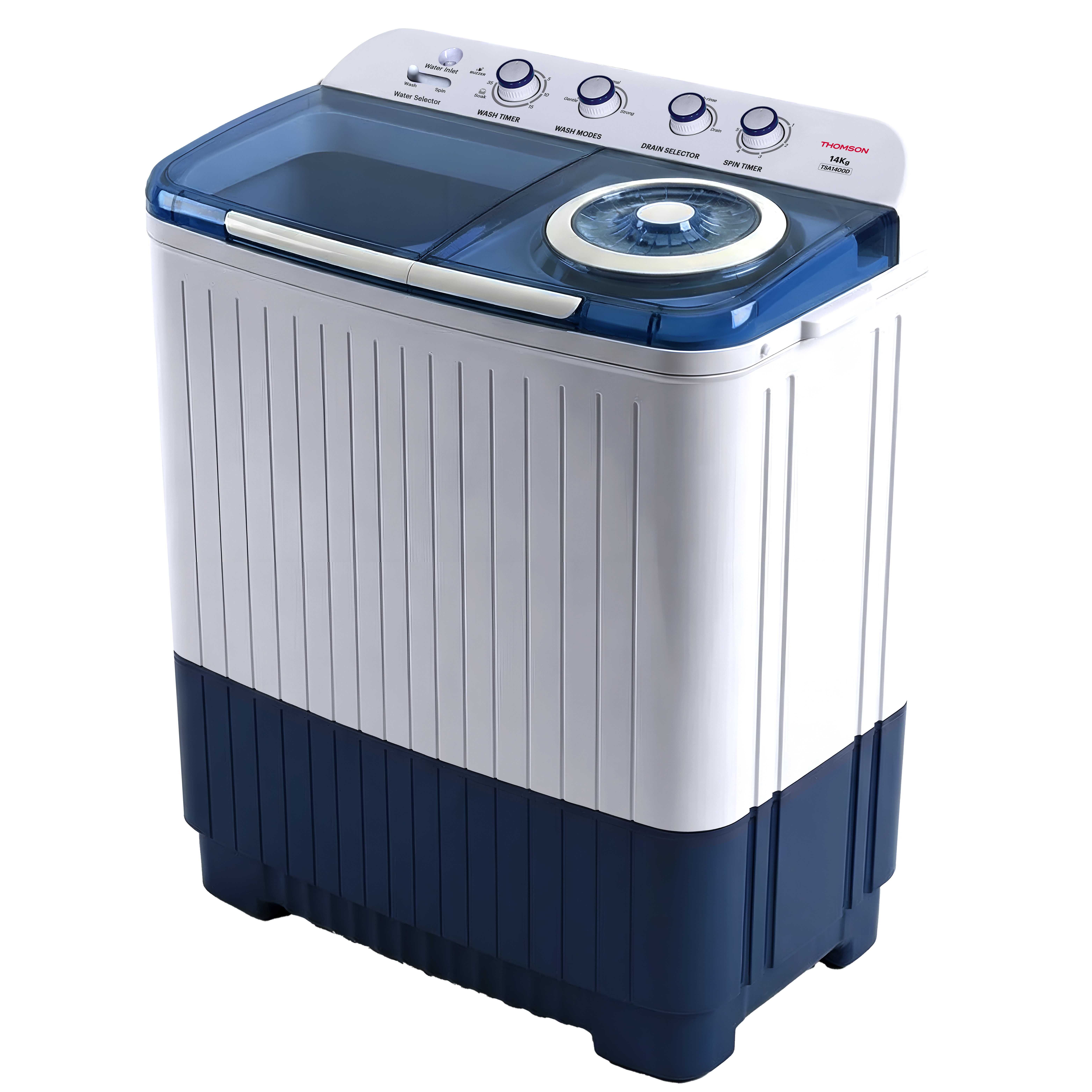 Thomson 14 kg 5 Star Aqua Magic with Double Waterfall, Heavy Duty Motor, Magic Filter, Advanced Soak Technology, Collar Scrubber, Turbo Dry Technology, Semi Automatic Top Load Blue, White (TSA1400D)