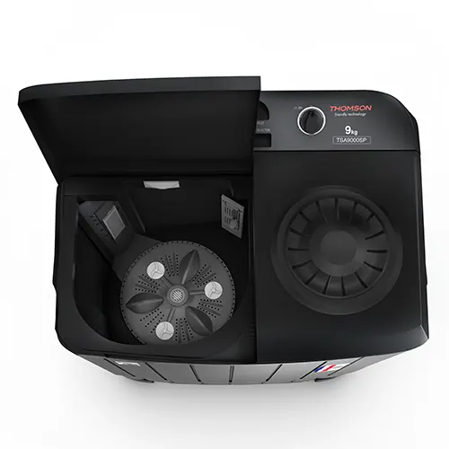 Thomson 9 kg 5 Star Aqua Magic Double Waterfall Semi Automatic Top Load Washing Machine Black (TSA9000SP) view 3