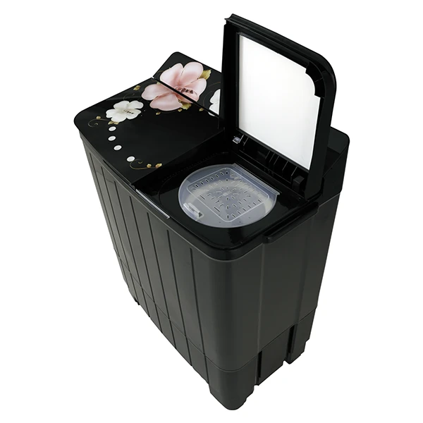 Thomson 10 kg 5 Star Aqua Magic Grande Series with Floral Toughened Glass with Soft Closure and Double Waterfall Semi Automatic Top Load Washing Machine Black, Grey (TSG1000) view 7