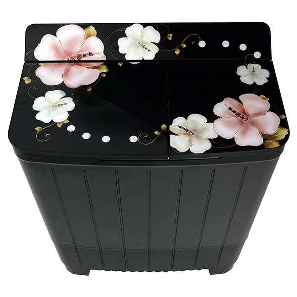 Thomson 10 kg 5 Star Aqua Magic Grande Series with Floral Toughened Glass with Soft Closure and Double Waterfall Semi Automatic Top Load Washing Machine Black, Grey (TSG1000) view 8