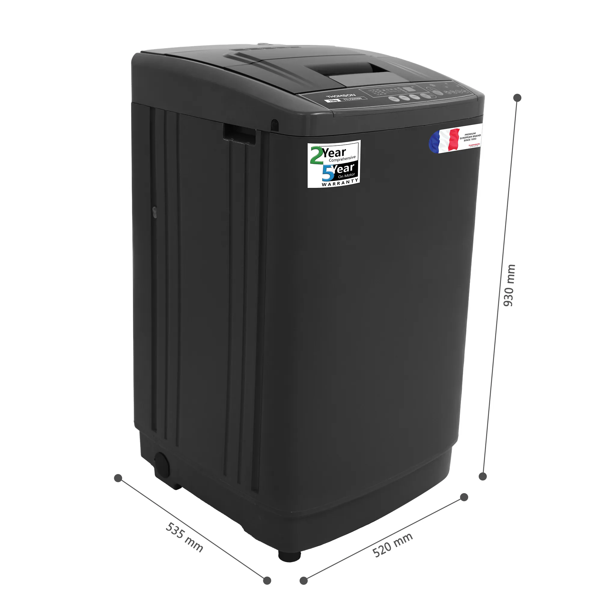 Thomson 7.5 kg 5 Star Pure Wash with Stainless Steel Drum, Double Waterfall, Magic Filter and Multiple Wash Programs, 3D Rollers Technology, Collar Scrubber, Turbo Dry Technology, Fully Automatic Top Load Grey (TTL7500SN)